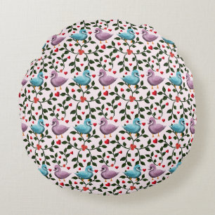 Coussins Ronds Motif floral de cygne fantaisiste