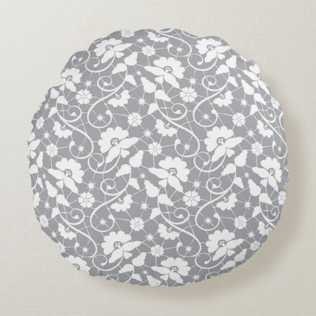 Coussins Ronds Motif floral de dentelle (Devant)