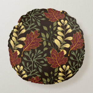 Coussins Ronds Motif floral de feuilles d'érable rouge foncé