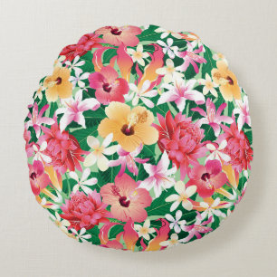 Coussins Ronds Motif floral de ketmie tropicale