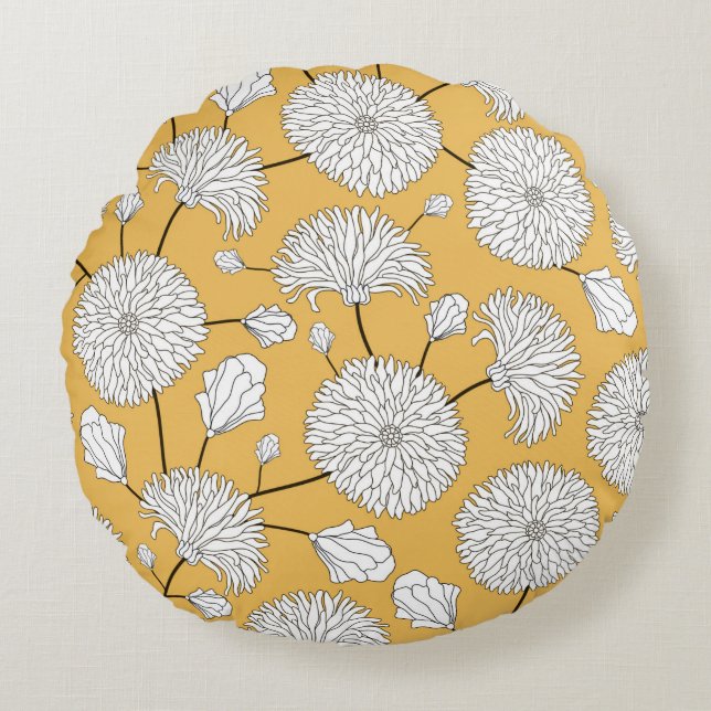 Coussins Ronds Motif floral incomparable. imprimer avec des fleur (Devant)