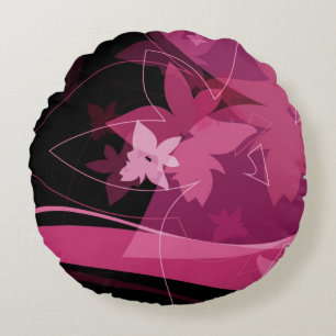 Coussins Ronds Motif floral magenta
