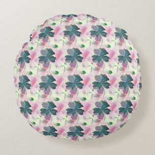 Coussins Ronds Motif floral rose aquarelle douce