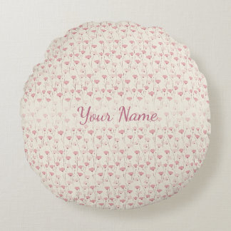 Coussins Ronds Motif floral rose chaud et cosy personnalisé