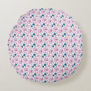 Coussins Ronds Motif floral rose élégant sans couture 