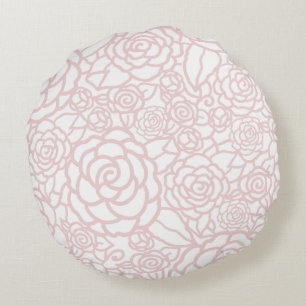 Coussins Ronds Motif floral rose poussiéreux