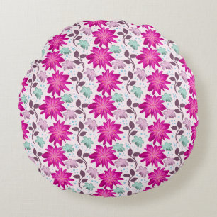 Coussins Ronds Motif floral rose vibrant   Fleurs modernes audaci