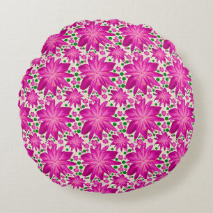 Coussins Ronds Motif floral rose vif sans couture