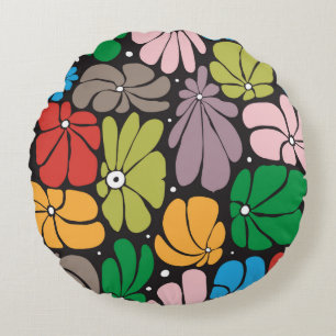 Coussins Ronds Motif floral sans couture avec gros fleurs stylisé