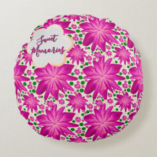Coussins Ronds Motif floral sans couture rose vif personnalisé