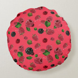 Coussins Ronds Motif framboise