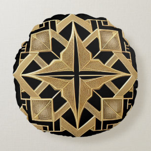 Coussins Ronds Motif géométrique Art déco doré