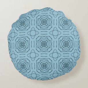 Coussins Ronds Motif géométrique bleu élégant en lignes continues