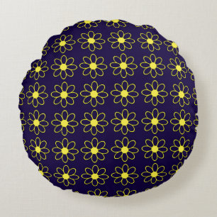 Coussins Ronds Motif géométrique de fleurs de marguerite jaunes