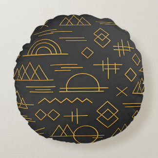 Coussins Ronds Motif géométrique doré en relief 3D luxueux
