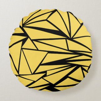 Coussins Ronds Motif géométrique jaune et noir