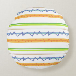 Coussins Ronds Motif géométrique moderne à rayures et à zigzags