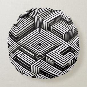 Coussins Ronds Motif géométrique monochrome abstrait audacieux mo