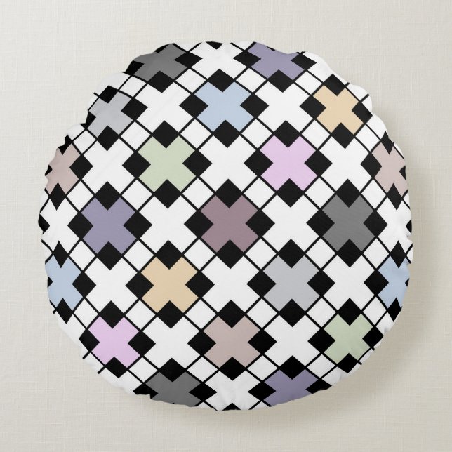 Coussins Ronds Motif géométrique multicolore (Devant)