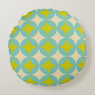 Coussins Ronds Motif géométrique rétro de cercles jaune moutarde 