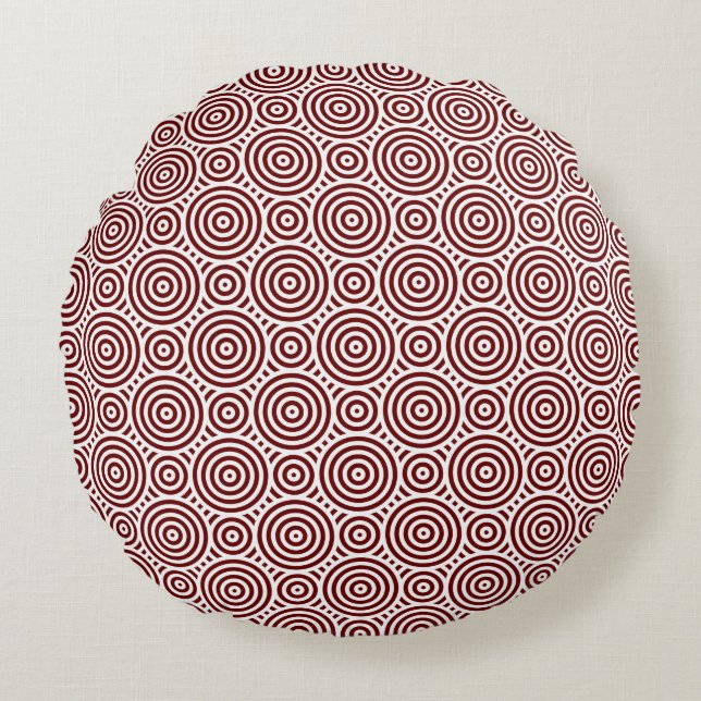 Coussins Ronds Motif géométrique rouge et blanc (Devant)