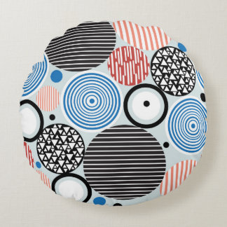 Coussins Ronds motif graphique de cercles multicolores différents