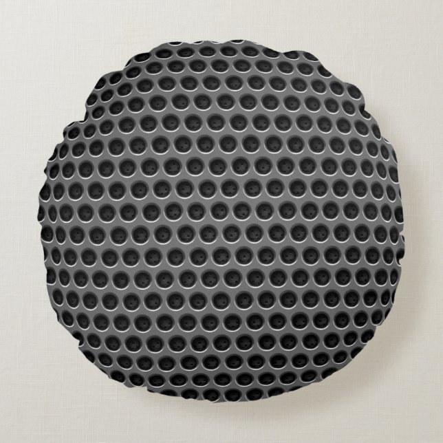 Coussins Ronds Motif gris-foncé de maille en métal (Devant)