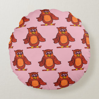 Coussins Ronds Motif heureux mignon de hiboux de bande dessinée
