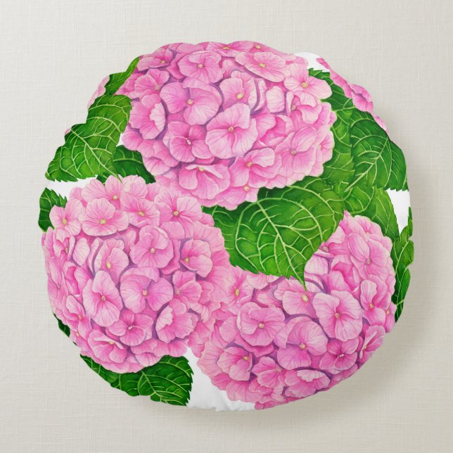 Coussins Ronds Motif Hydrangea (Devant)