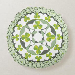 Coussins Ronds Motif inspiré celtique de trèfle de vert de