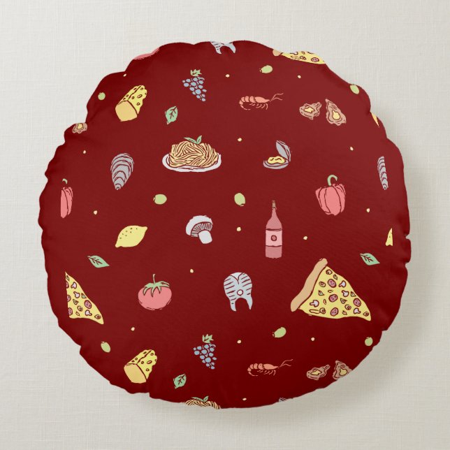 Coussins Ronds Motif italien. Cuisine italienne sans couture (Devant)