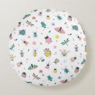 Coussins Ronds Motif joli et pastel d'insecte et de bug