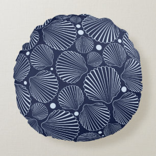 Coussins Ronds Motif marin sans soudure avec coquillages bleus. R