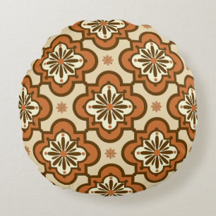 Coussins Ronds Motif marocain de tuile - rouille et Tan