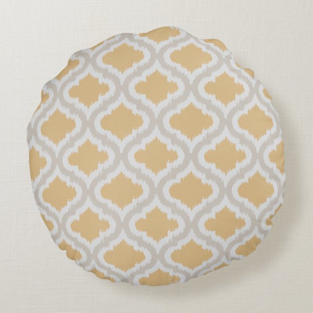 Coussins Ronds Motif marocain d'ikat neutre chic (Dos)