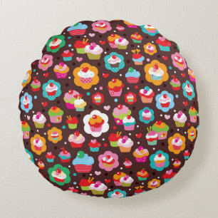 Coussins Ronds Motif mignon de gâteau de tasse