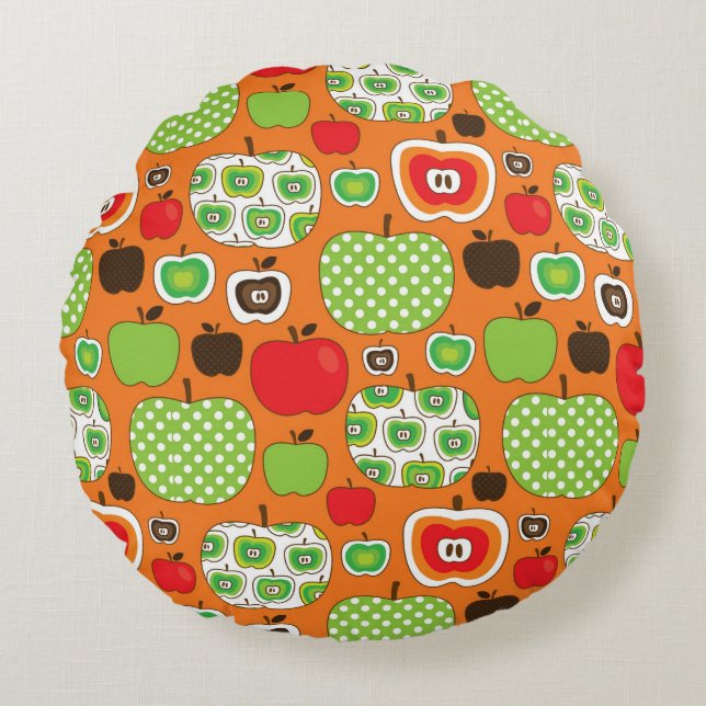 Coussins Ronds Motif mignon d'illustration de pomme (Devant)