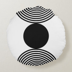 Coussins Ronds Motif minimaliste noir et blanc