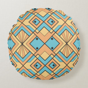 Coussins Ronds motif moderne aux carreaux géométriques. Art déco
