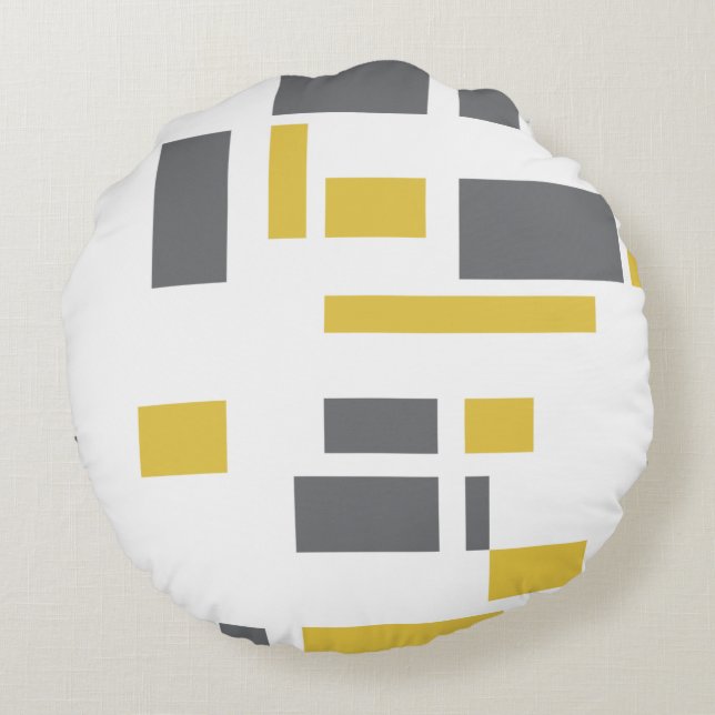 Coussins Ronds Motif moderne, simple, cool géométrique jaune gris (Dos)