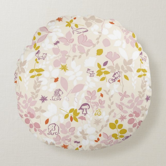 Coussins Ronds motif montrant les animaux lunatiques (Devant)