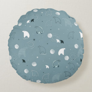 Coussins Ronds motif montrant un polaire mignon
