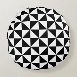 Coussins Ronds Motif noir et blanc de triangle