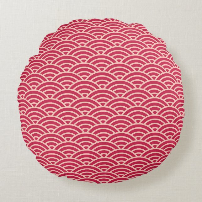 Coussins Ronds Motif Oriental Rose Sakura Koinobori Échelle de po (Devant)