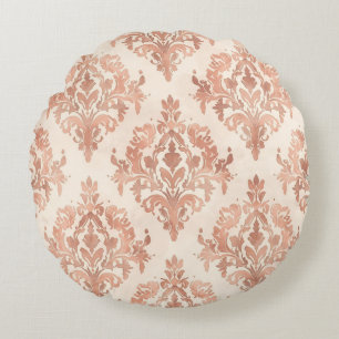 Coussins Ronds Motif ornemental à l'aquarelle en damas de pêche c
