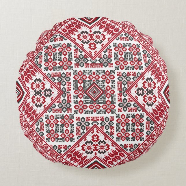 Coussins Ronds Motif palestinien de broderie 2 (Devant)