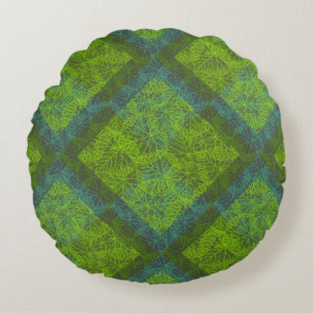 Coussins Ronds motif plante.12c DGrey BG (Devant)