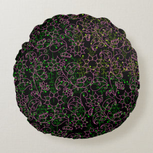 Coussins Ronds motif plante.14C Floral rose BG