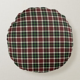 Coussins Ronds Motif plat bleu Tartan blanc foncé bordeaux