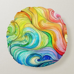 Coussins Ronds Motif Rainbow Swirl